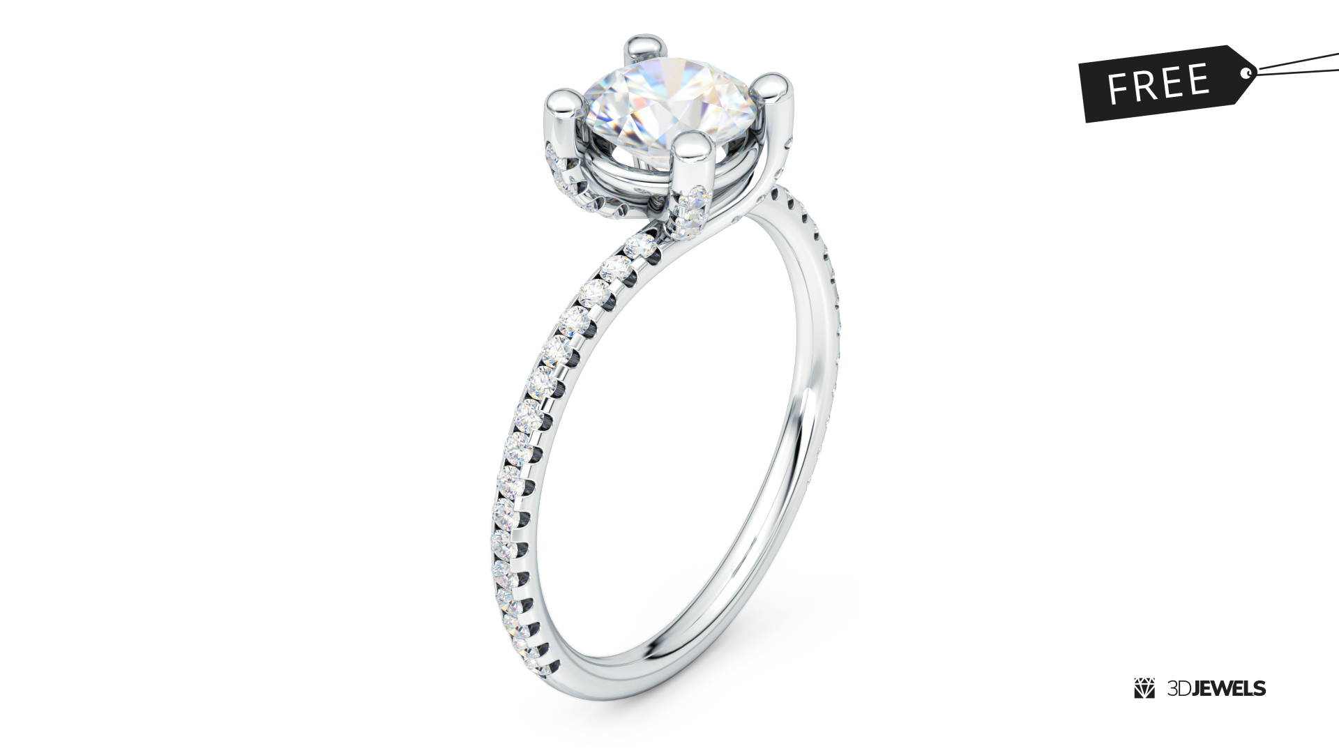 Unique Pave-Set Diamond Engagement Ring Setting