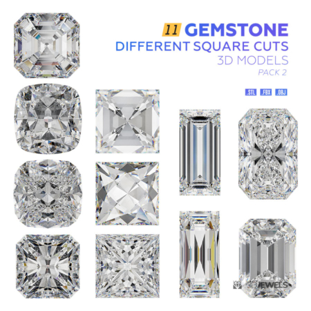 gems different square cuts 3dmodels IMG1