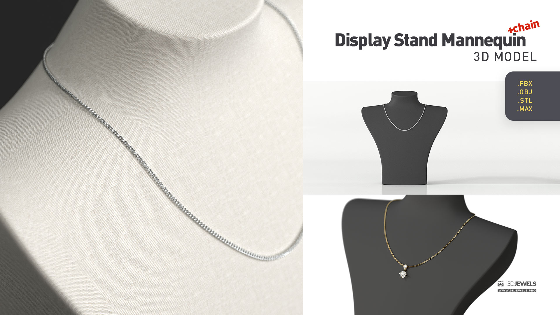 Display Stand for Beads Necklaces Pendant Neck Mannequin 3D Model
