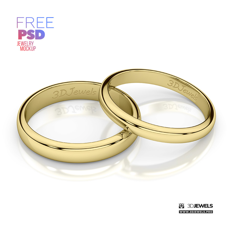 Wedding Jewelry Rings Engraved Logo Free PSD Mockup | 3DJewels