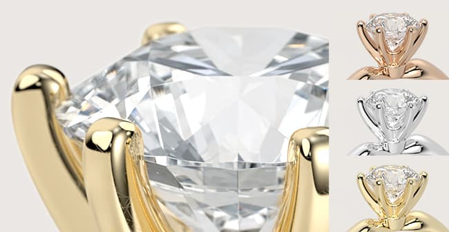 jewelry ring render 3 colors close-up