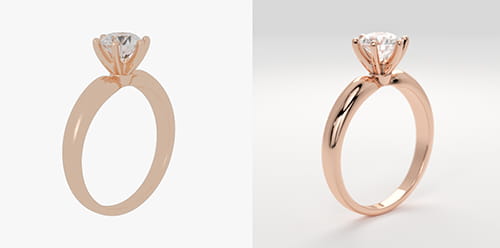 jewelry rose gold ring render with light environment